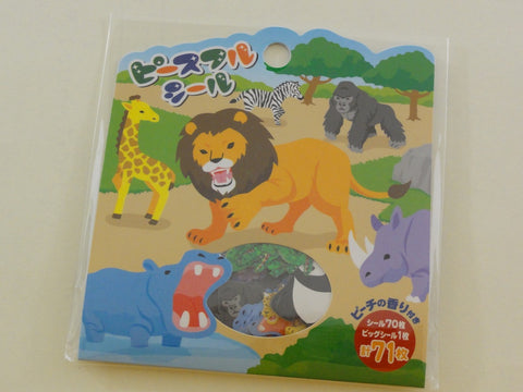 Cute Kawaii Mind Wave Safari Elephant Hippo Panda Zebra Rhino Flake Stickers Sack - for Journal Agenda Planner Scrapbooking Craft