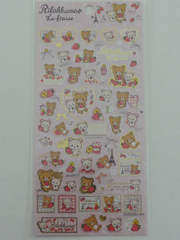 Cute Kawaii San-X Rilakkuma La Fraise Strawberry Sticker Sheet 2014 - B - for Planner Journal Scrapbook Craft