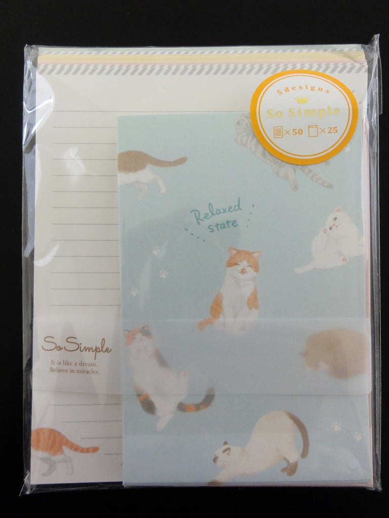 Cute Kawaii Crux Cat Relax Letter Set Pack - Stationery Writing Paper Penpal