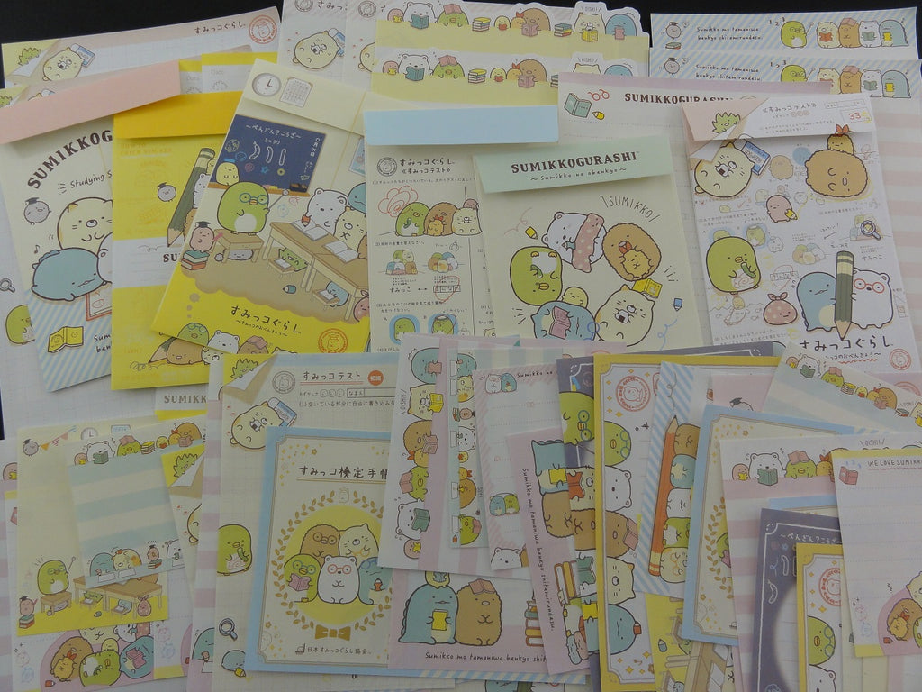 San-X Sumikko Gurashi Study Friends Stationery Set - Penpal Writing Paper Envelope