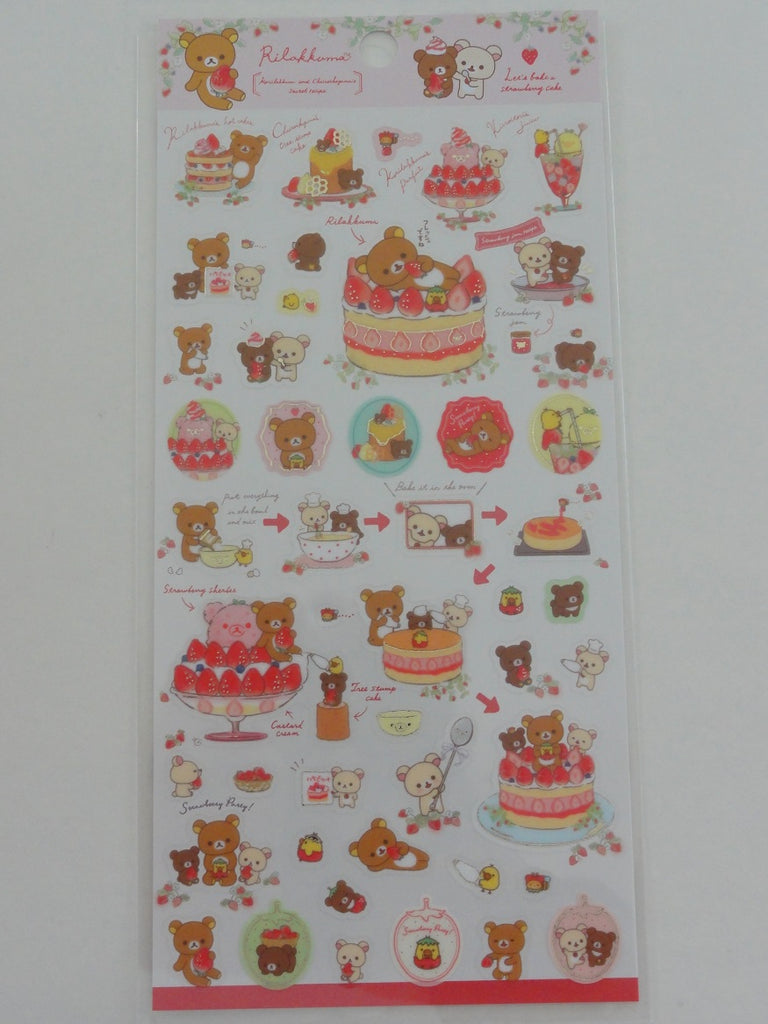 Cute Kawaii San-X Rilakkuma Strawberry Bakery Sticker Sheet - A - Collectible Journal Planner Craft Scrapbook Decorate