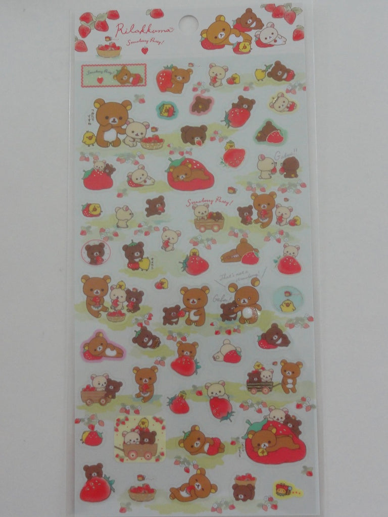 Cute Kawaii San-X Rilakkuma Strawberry Bakery Sticker Sheet - B - Collectible Journal Planner Craft Scrapbook Decorate