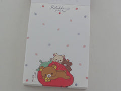 Kawaii Cute San-X Rilakkuma Bear Strawberry Mini Notepad / Memo Pad - B - Note Writing Stationery Designer Collectible