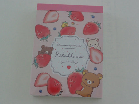 Kawaii Cute San-X Rilakkuma Bear Strawberry Mini Notepad / Memo Pad - C - Note Writing Stationery Designer Collectible