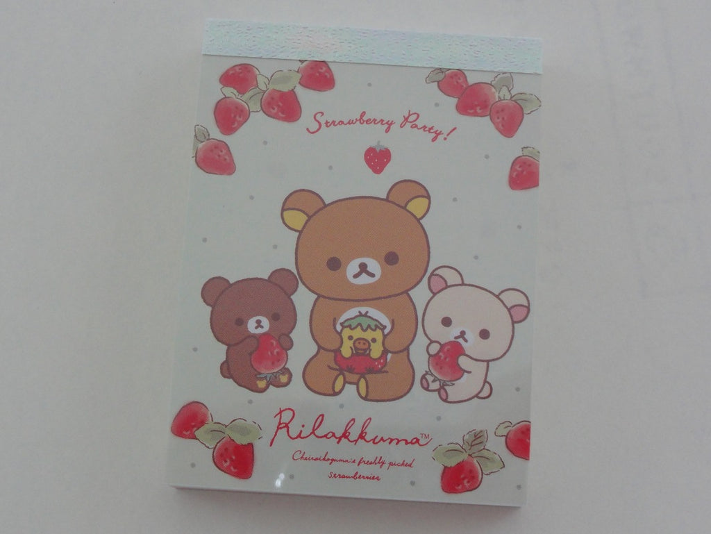 Kawaii Cute San-X Rilakkuma Bear Strawberry Mini Notepad / Memo Pad - D - Note Writing Stationery Designer Collectible
