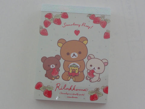 Kawaii Cute San-X Rilakkuma Bear Strawberry Mini Notepad / Memo Pad - D - Note Writing Stationery Designer Collectible