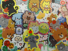 Cute Kawaii Variety Pet and Zoo Animals theme Flake Stickers - 40 pcs