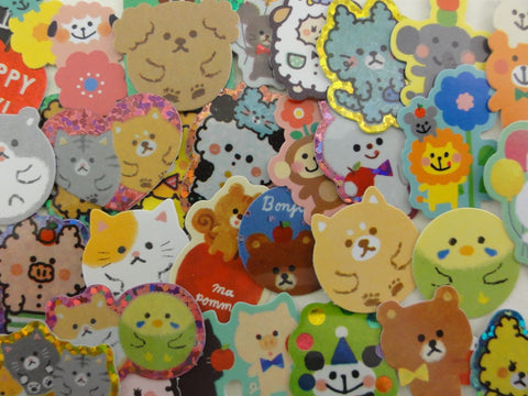 Cute Kawaii Variety Pet and Zoo Animals theme Flake Stickers - 40 pcs