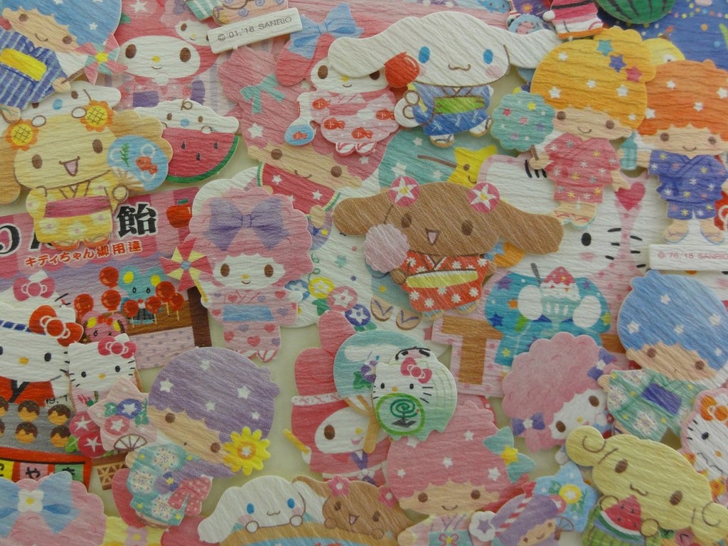 Cute Kawaii Sanrio Characters Hello Kitty My Melody Little Twin Stars Cinnamoroll Flake Sack Stickers - 40 pcs - 2018 A