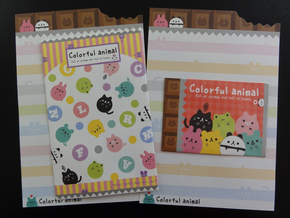 Cute Kawaii Kamio Colorful Animal Mini Letter Sets - Small Writing Note Envelope Set Stationery