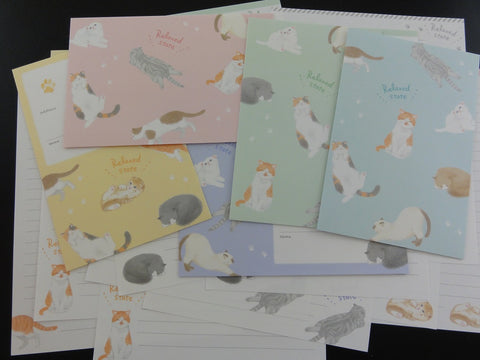 Cute Kawaii Crux Relax Cat Letter Sets - Stationery Writing Paper Envelope Penpal