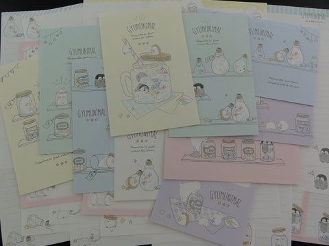 Cute Kawaii Penguin Bear Hedgehog Sweet Gyumunimal Letter Writing Paper + Envelope Stationery Theme Set