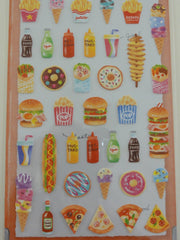 Cute Kawaii Mindwave Foodies Sticker Sheet - A - Popcorn Burger Ice Cream Hotdog Pizza - for Journal Planner Craft