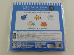Cute Kawaii Crux Candy Drop Style Flake Stickers Sack - Fish Sea Ocean - for Journal Planner Agenda Craft Scrapbook