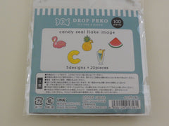 Cute Kawaii Crux Candy Drop Style Flake Stickers Sack - Summer Fruit - for Journal Planner Agenda Craft Scrapbook