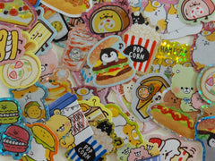 Cute Kawaii Food theme Burger Popcorn Coffee Drink Sweet Bakery Flake Stickers - 40 pcs + Bonus 1 large