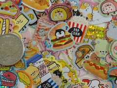 Cute Kawaii Food theme Burger Popcorn Coffee Drink Sweet Bakery Flake Stickers - 40 pcs + Bonus 1 large