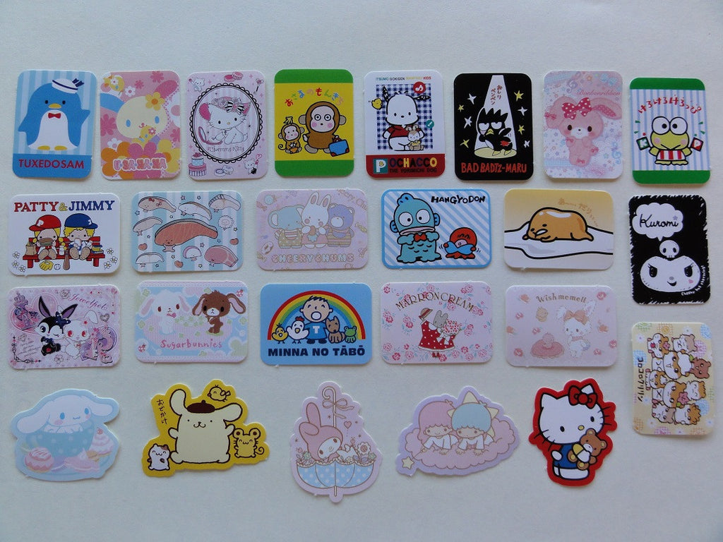 Sanrio Characters Monkichi Tuxedosam Purin Pochacco Keroppi Flake Sack Stickers - 25 pcs