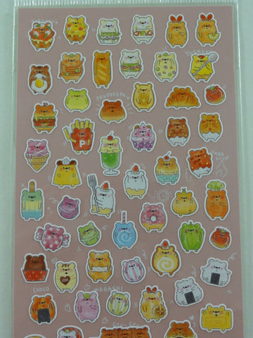 Cute Kawaii Mind Wave Beary Food Fruits Vegetables and Drinks Sticker Sheet - for Journal Planner Craft