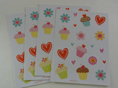 Cute Kawaii Love Cupcakes Sticker Sheets - for Journal Planner Craft