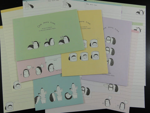 Cute Kawaii Crux Hedgehog One More Time Letter Sets - Stationery Writing Paper Envelope Penpal