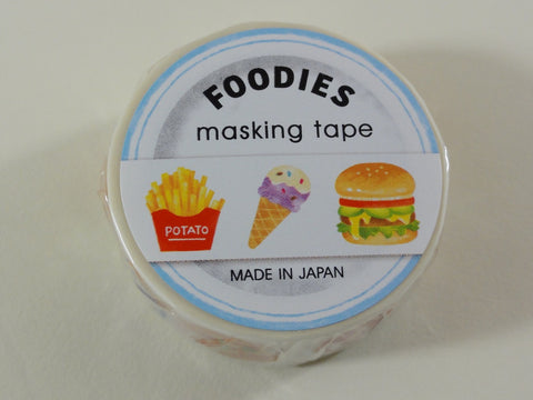 Cute Kawaii Mind Wave Foodies Washi / Masking Deco Tape - D - Burger Hotdog Fries Ice Cream - for Scrapbooking Journal Planner Craft