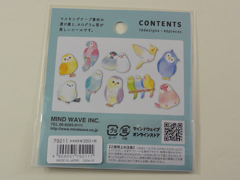 Cute Kawaii Mind Wave Birds Flake Stickers Sack - for Journal Agenda Planner Scrapbooking Craft