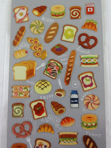 Cute Kawaii Mind Wave Bread Warm Bakery Pretzel Food Sticker Sheet - for Journal Planner Craft