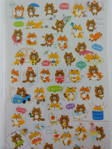 Cute Kawaii Mind Wave Racoon Fox Nature Forest Sticker Sheet - for Journal Planner Craft