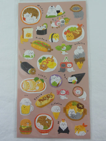 Cute Kawaii Mindwave Cat and Food Sticker Sheet - for Journal Planner Craft