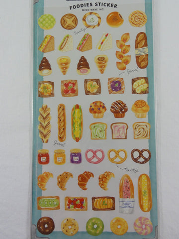 Cute Kawaii Mindwave Foodies Sticker Sheet - D - Healthy Bread Breakfast Croissant Donut Cupcakes Muffin  - for Journal Planner Craft