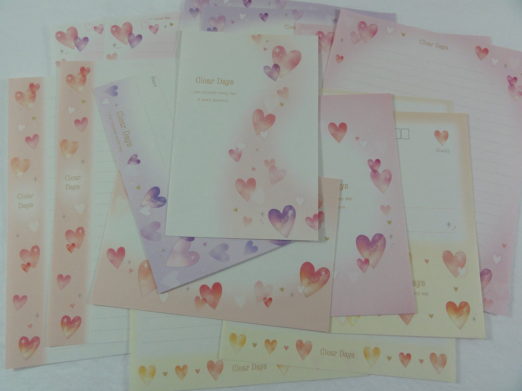 Kamio Hearts Letter Sets - B Clear Days - Stationery Writing Paper Envelope