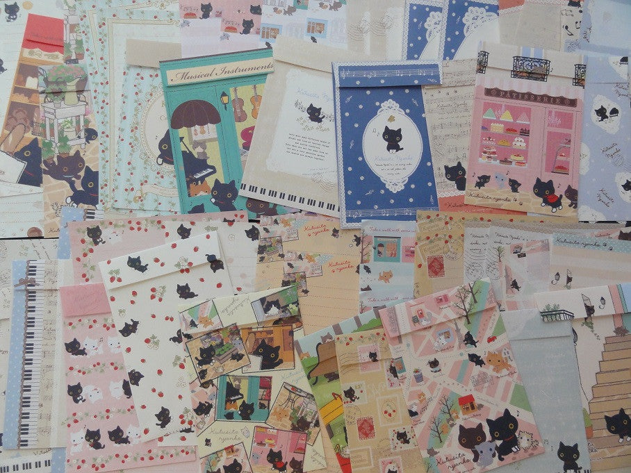 San-X Kutusita Nyanko Cat Letter Paper + Envelope Theme Set - C