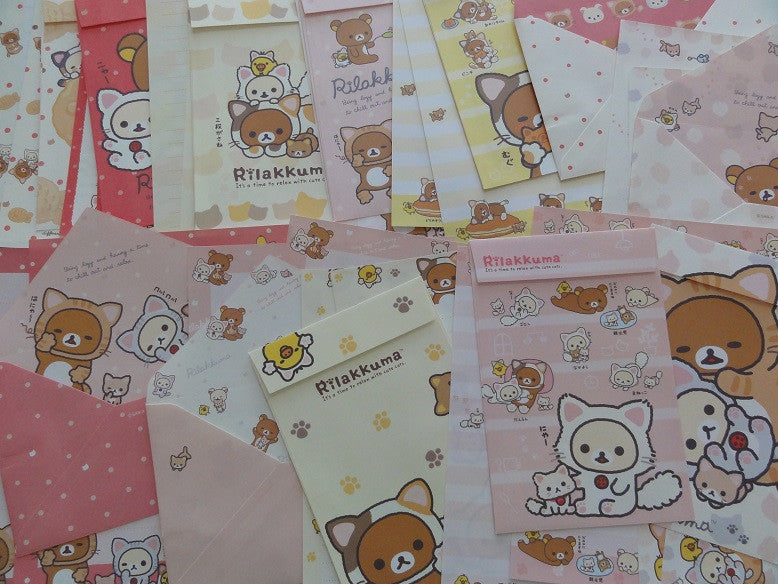 San-X Rilakkuma Cat Letter Paper + Envelope Theme Set