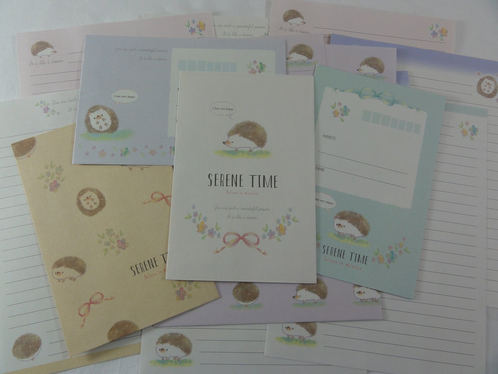 Cute Kawaii Crux Hedgehog Serene Time Letter Sets - Stationery Writing Paper Envelope Penpal