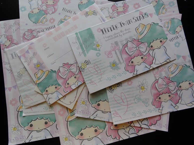 z Sanrio Little Twin Stars Kiki Hat Ribbon Pastel Letter Sets
