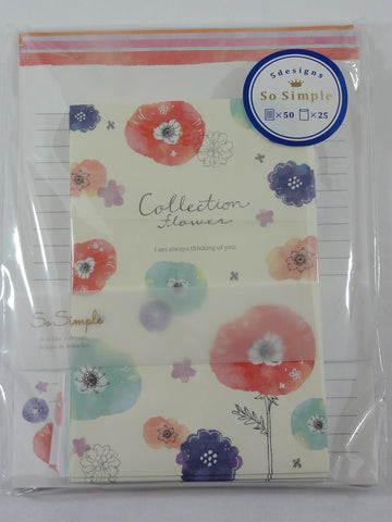 Cute Kawaii Crux Collection Flower Letter Set Pack - Stationery Writing Paper Penpal Collectible
