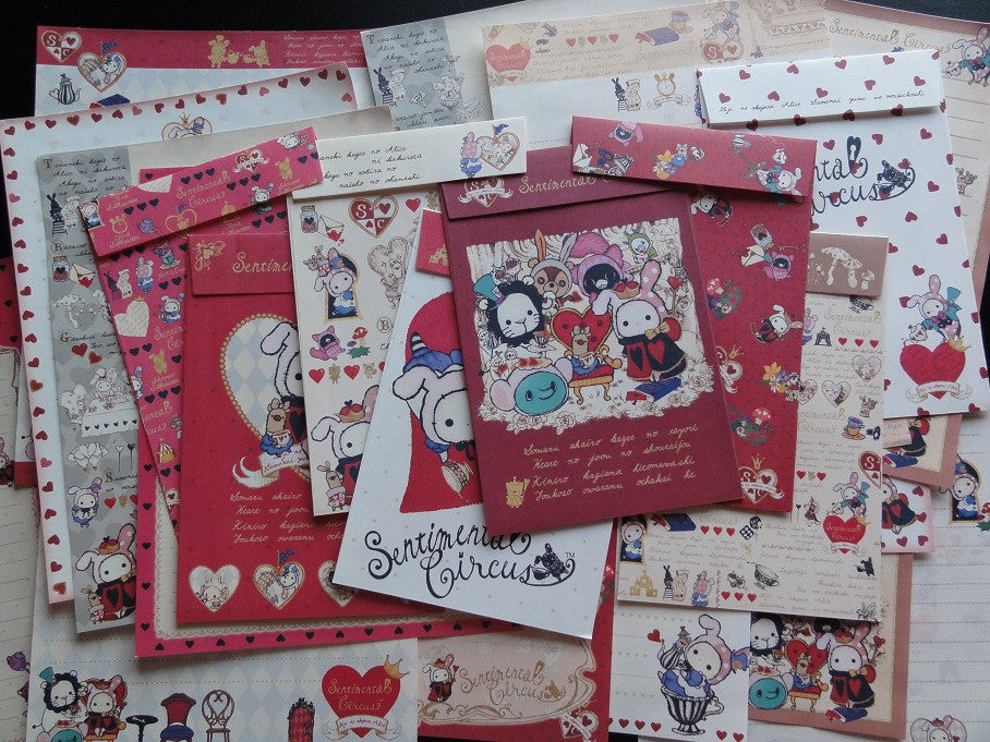 San-X Sentimental Circus Alice Letter Paper + Envelope Theme Set - B