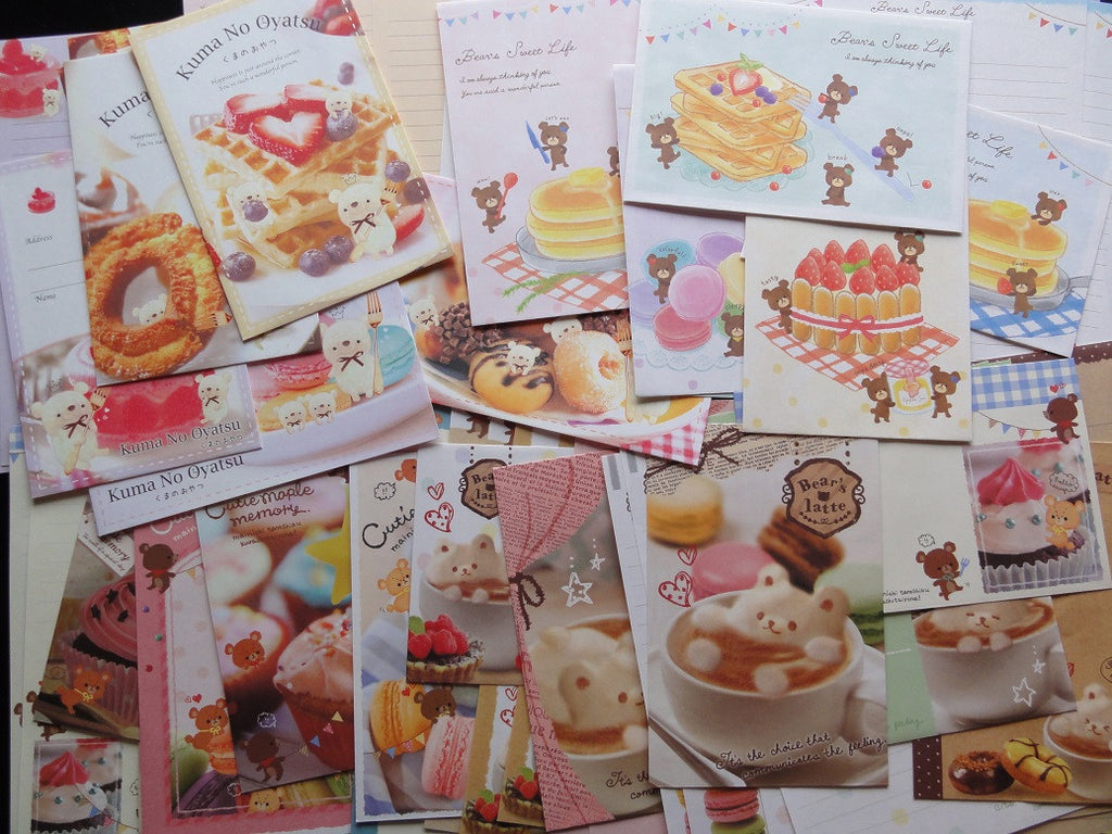 Cute Kawaii Bear Sweet and Latte Letter Paper + Envelope Theme Set
