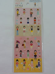 Cute Kawaii Girl Fashion Style Sticker Sheet - for Planner Journal Scrapbook Craft