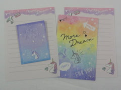 Cute Kawaii Crux Unicorn Dream Mini Letter Sets - Small Writing Note Envelope Set Stationery