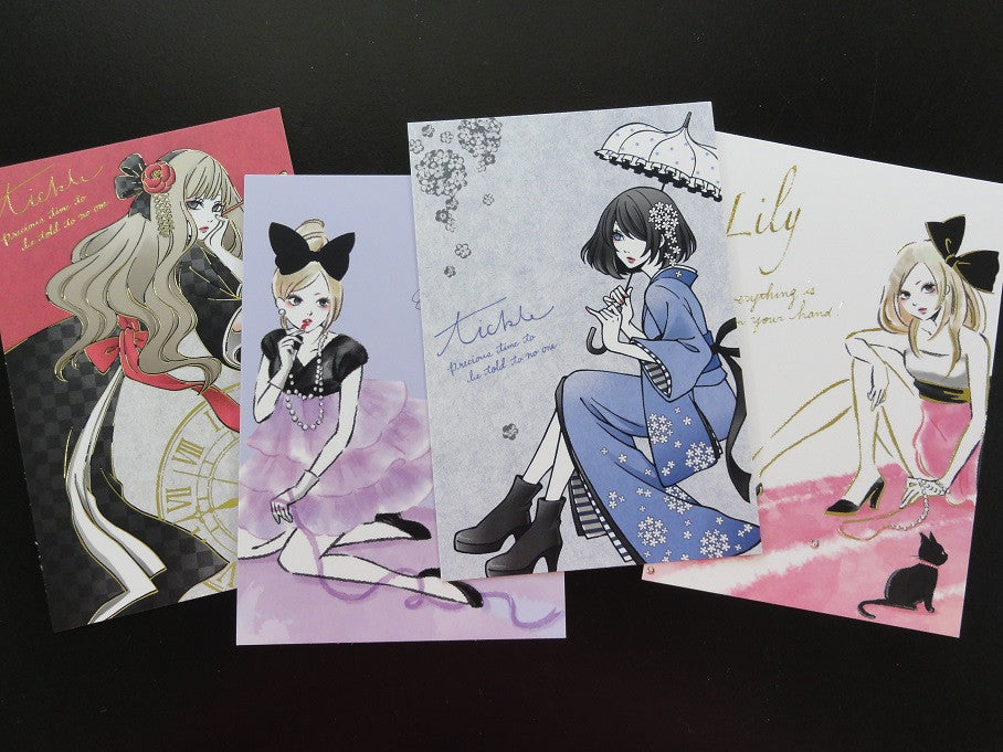 Kawaii Cute Japan Girl Kimono Anime Manga Postcards - A