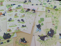 San-X Kutusita Nyanko Cat Green Clover Letter Paper + Envelope Theme Set - E