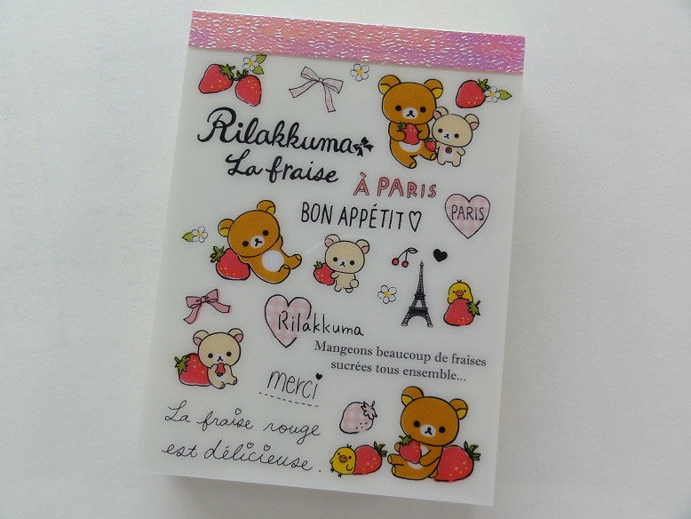 Kawaii Cute San-X Rilakkuma La Fraise Paris Mini Notepad / Memo Pad - B