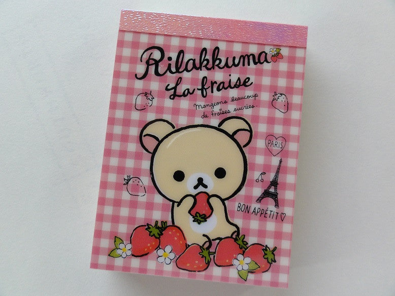 Kawaii Cute San-X Rilakkuma La Fraise Paris Mini Notepad / Memo Pad - D