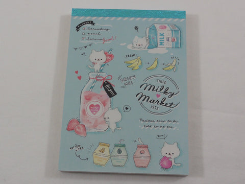 Cute Kawaii Q-Lia Milk Market Cat 4 x 6 Inch Notepad / Memo Pad - Stationery Designer Paper Collection