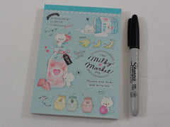 Cute Kawaii Q-Lia Milk Market Cat 4 x 6 Inch Notepad / Memo Pad - Stationery Designer Paper Collection