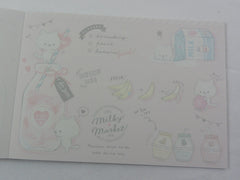 Cute Kawaii Q-Lia Milk Market Cat 4 x 6 Inch Notepad / Memo Pad - Stationery Designer Paper Collection