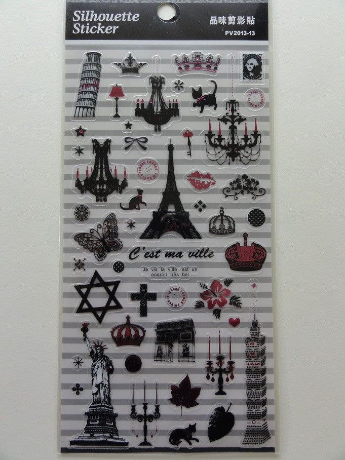 Paris Europe Travel Silhouete Sticker Sheet