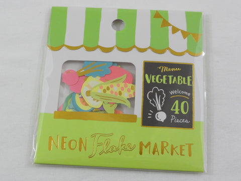 Cute Kawaii Mind Wave Market Series - Neon Green - Vegetable Farmers Market Flake Stickers Sack - for Journal Agenda Planner Scrapbooking Craft
